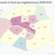 Cambios en la población de París entre 2009 y 2014. Imagen: Quartz